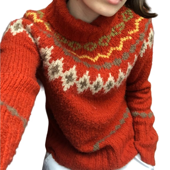 Reitmans small turtleneck pull knitted orange red white yellow grey green - Picture 7 of 9